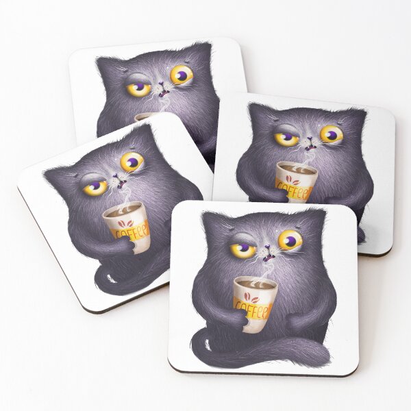 Item preview, Angry cat with coffe cup designed and sold by MaryshaArt.
