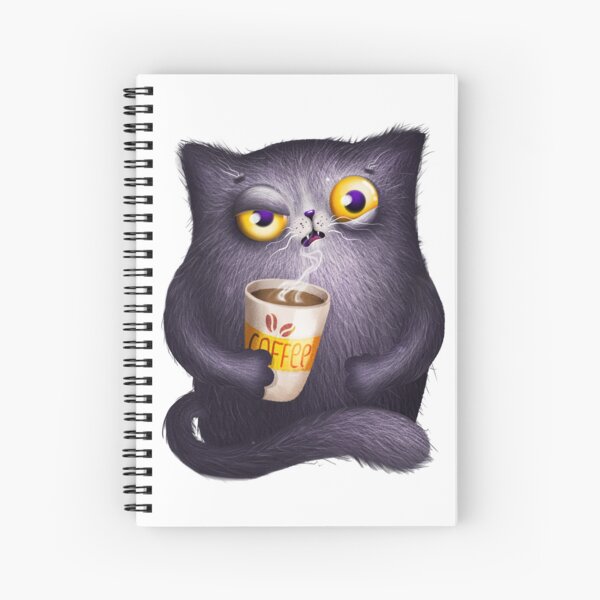 Vista previa del artículo con la obra «Gato enojado con taza de café», diseñado y vendido por MaryshaArt.