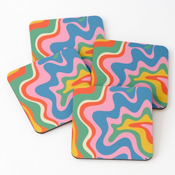 Item preview, Retro Liquid Swirl Abstract Pattern in Vintage Rainbow Colors designed and sold by kierkegaard.