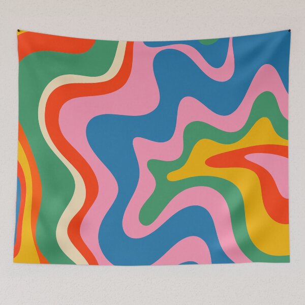 Item preview, Retro Liquid Swirl Abstract Pattern in Vintage Rainbow Colors designed and sold by kierkegaard.