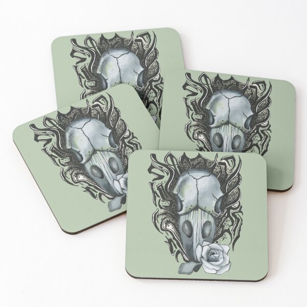 Item preview, Animal skull and rose designed and sold by KnowingWonder.