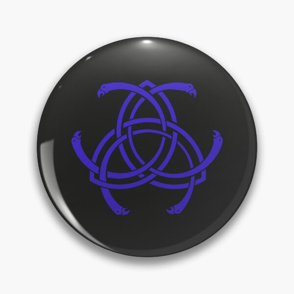 Item preview, Nudo vikingo nórdico Trinity Triquetra con cabezas de pájaro y picos - azul - fondo oscuro designed and sold by MoAzim.