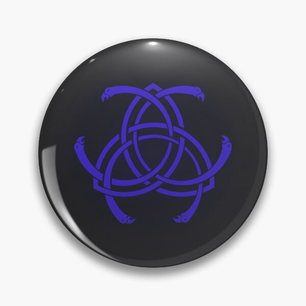 Item preview, Nudo vikingo nórdico Trinity Triquetra con cabezas de pájaro y picos - azul - fondo degradado oscuro designed and sold by MoAzim.