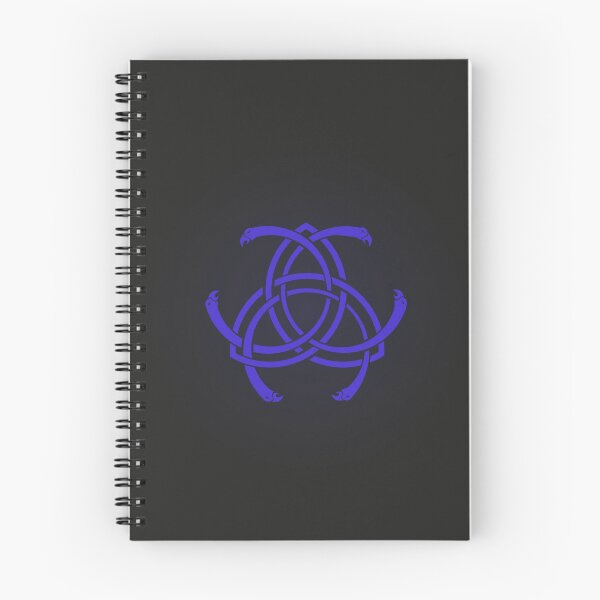 Aperçu de l'œuvre Noeud Viking Nordic Trinity Triquetra avec têtes d'oiseaux et pics - bleu - fond dégradé foncé créée et vendue par MoAzim.