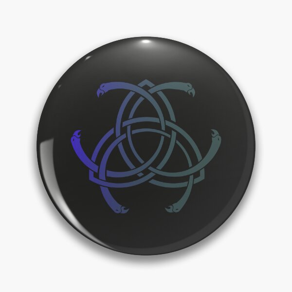 Item preview, Viking Nordic Trinity Triquetra knot with bird heads & peaks - colored - dark background designed and sold by MoAzim.