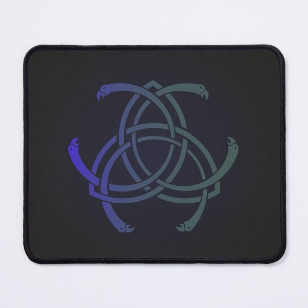 Aperçu de l'œuvre Noeud Viking Nordic Trinity Triquetra avec têtes d'oiseaux et pics - coloré - fond dégradé foncé créée et vendue par MoAzim.