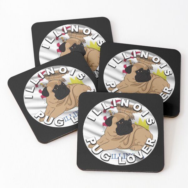 Item preview,  Illinois pug lover, flag artistic style 2 dog designed and sold by SamRVstore.