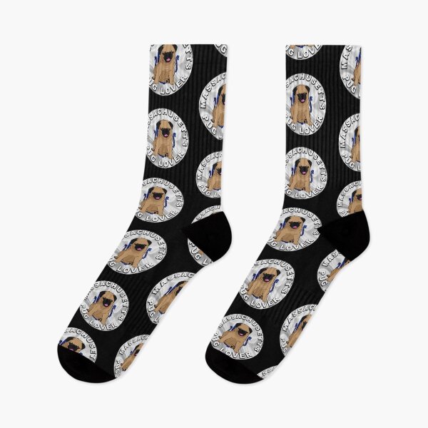 Item preview,  Massachusetts pug lover, flag artistic dog designed and sold by SamRVstore.