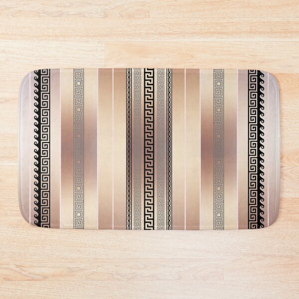 Item preview, Greek Keys Meander Pink Peach Grey Black Stripe designed and sold by Yiorgos Designs.