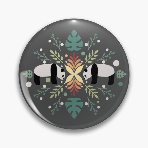 Item preview, Maximalist Folk Pattern Pandas on Gray - 1000Pandas by Amanda Roos designed and sold by Amanda Roos.