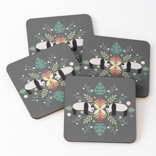 Item preview, Maximalist Folk Pattern Pandas on Gray - 1000Pandas by Amanda Roos designed and sold by Amanda Roos.