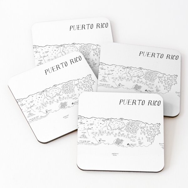 Item preview, Puerto Rico as a fantasy map - black and white designed and sold by aldayuan.