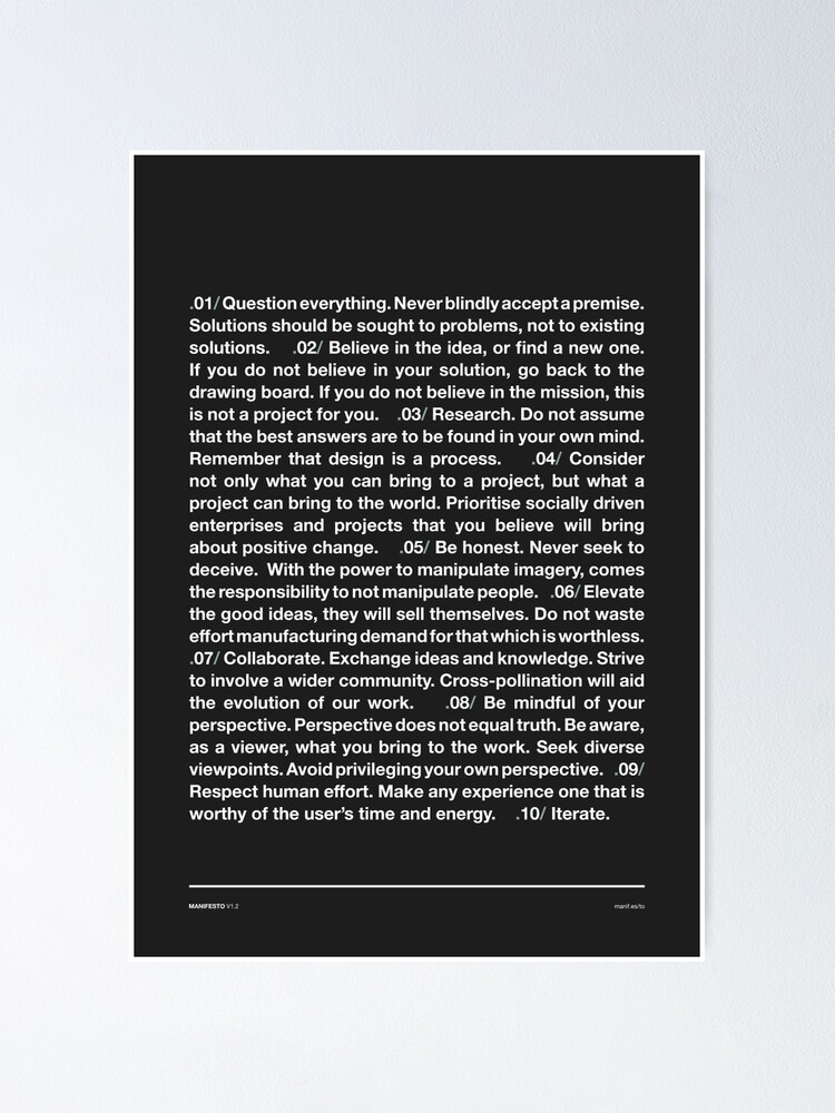Alternate view of Manifesto - Grey Poster