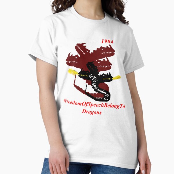 Vista previa del artículo con la obra «La libertad de expresión pertenece a los dragones D10», diseñado y vendido por SelfUpgrade.