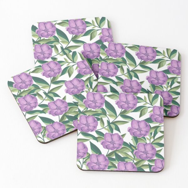 Item preview, Green Leaves and Purple Wild flower Pattern designed and sold by GraphicsClub.