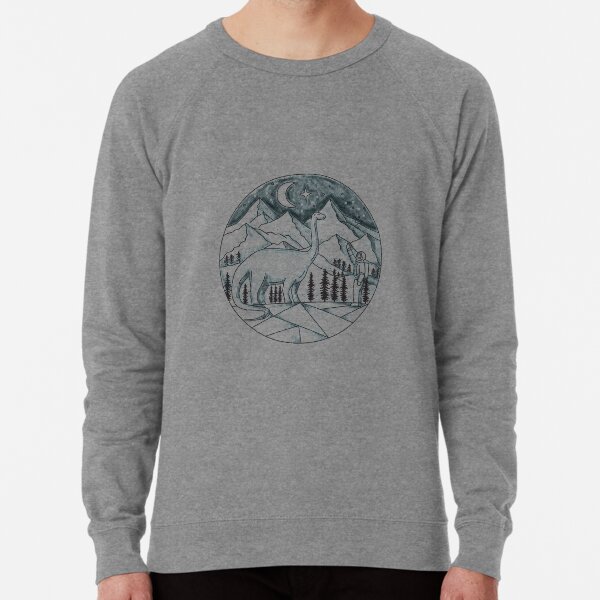 Brontosaurus Astronaut Mountains Tattoo Lightweight Sweatshirt