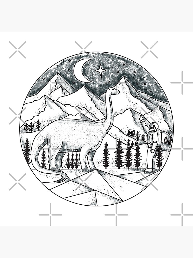 &ldquo;Brontosaurus Astronaut Mountains Tattoo&rdquo; Poster by patrimonio | Redbubble