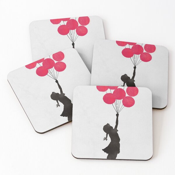 Item preview, Banksy - Floating Girl balloon red poster  designed and sold by nachitastabi.