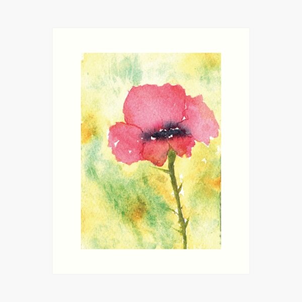 Aperçu de l'œuvre Aquarelle de fleur de pavot unique créée et vendue par Barbara J Myers.
