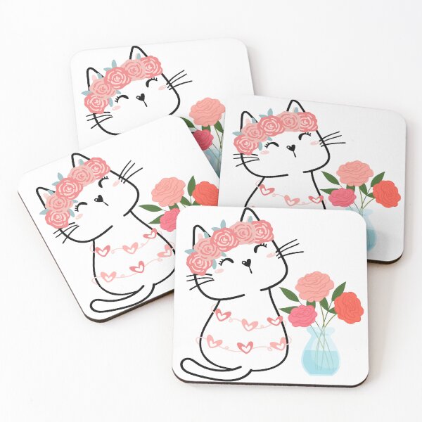 Item preview, cat with flowers designed and sold by EMIPRINCESS.