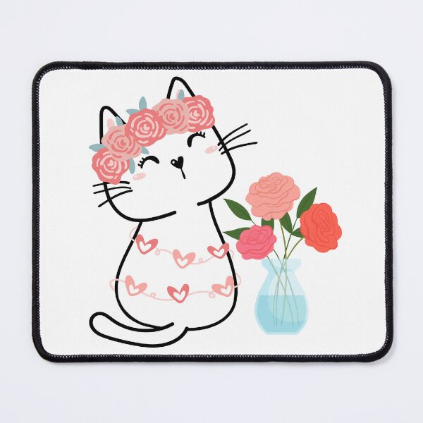 Item preview, cat with flowers designed and sold by EMIPRINCESS.
