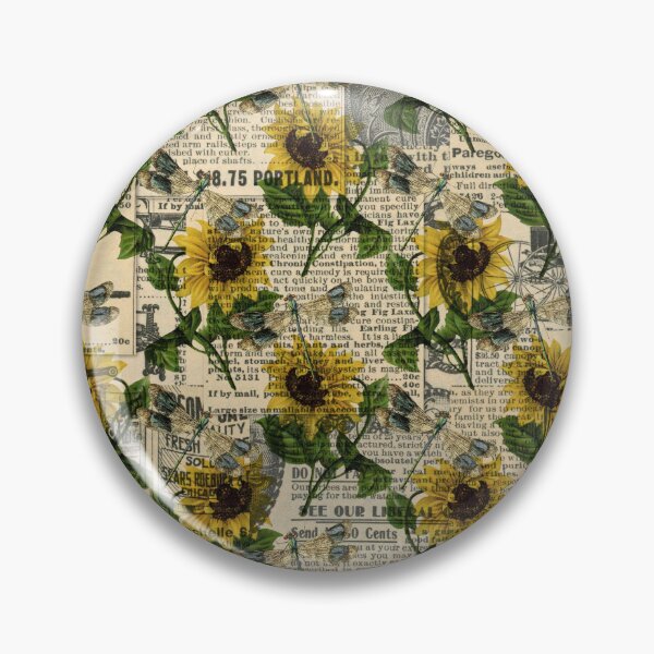 Item preview, Sunflowers and Dragonflies on Newsprint designed and sold by murkyswamp.