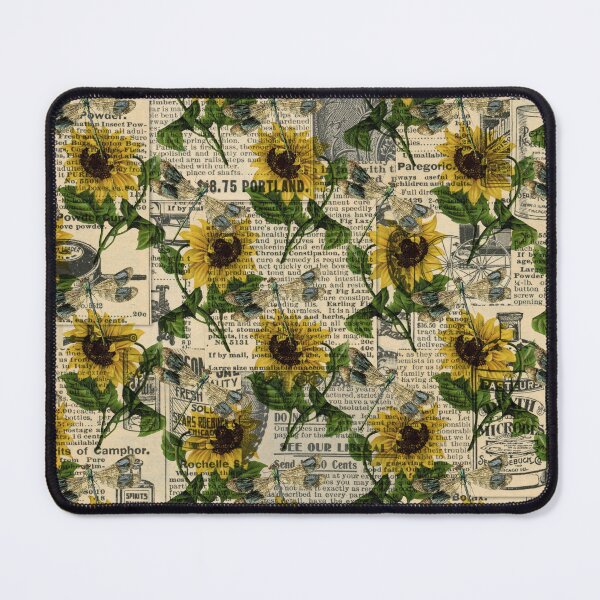 Item preview, Sunflowers and Dragonflies on Newsprint designed and sold by murkyswamp.