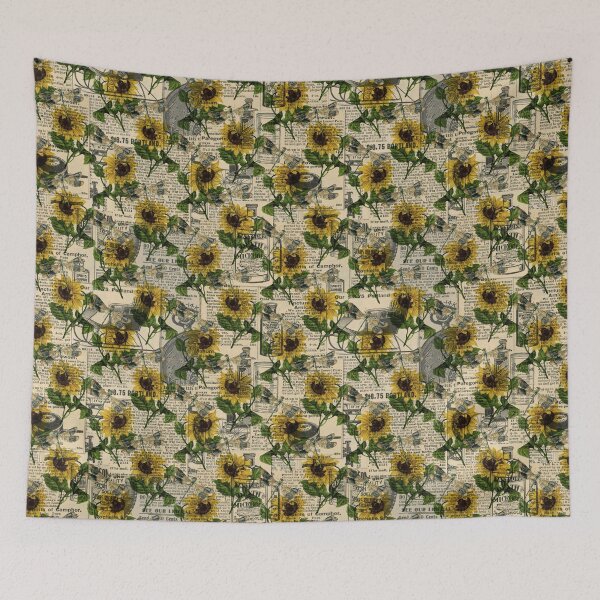 Item preview, Sunflowers and Dragonflies on Newsprint designed and sold by murkyswamp.