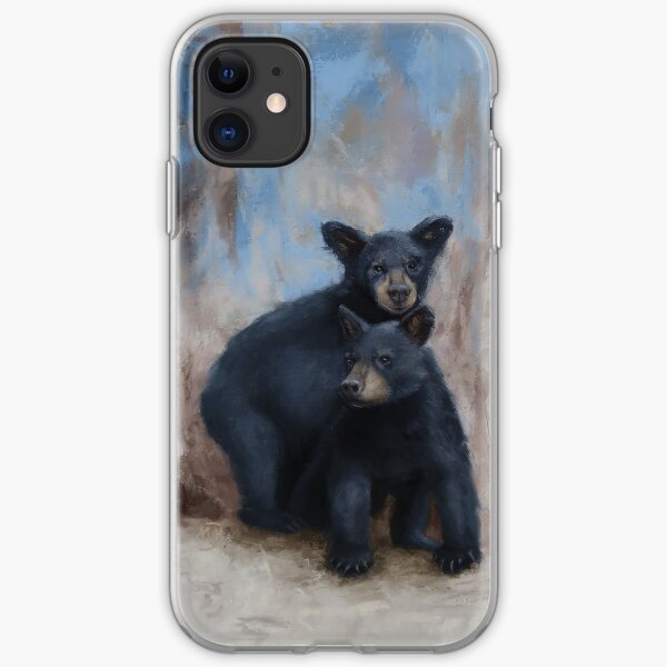 Two Playful Black Bear Cubs iPhone Soft Case