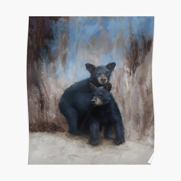 Two Playful Black Bear Cubs Poster