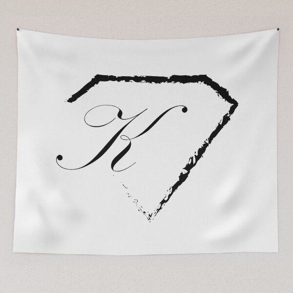 Item preview, K letter monogram initial diamond black designed and sold by mixtape80.