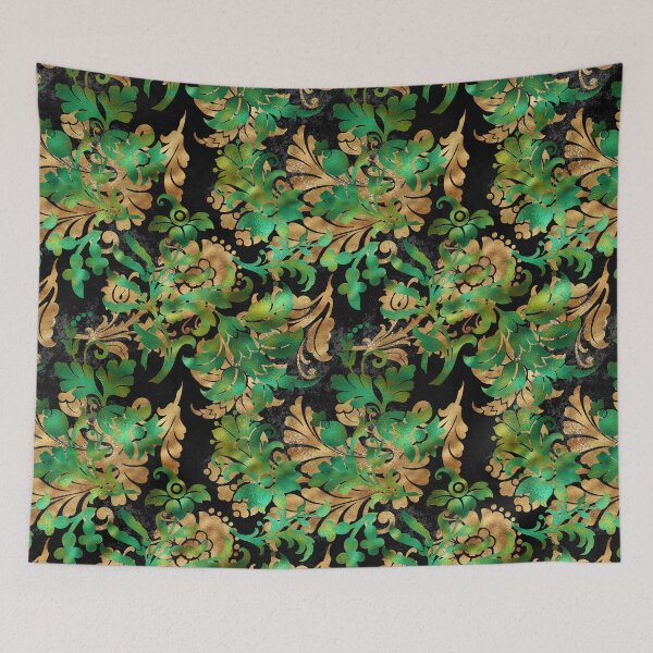 Item preview, Jungle Floral Batik (Green and Gold) designed and sold by murkyswamp.