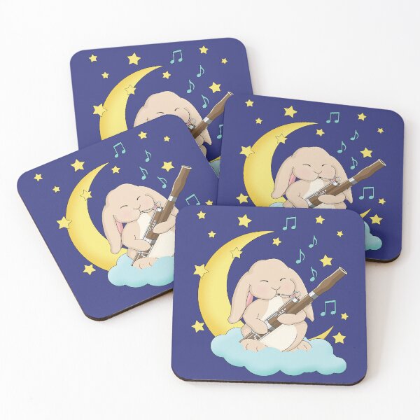 Item preview, Cute Bunny Playing Bassoon with Moon and Stars   designed and sold by Jazznote.