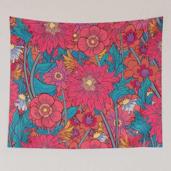 Item preview, The pink garden flowers designed and sold by Swadeillustrations.