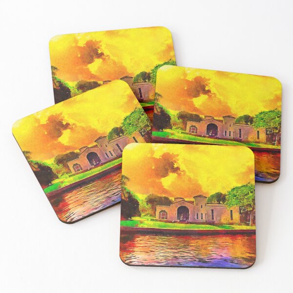 Item preview, The Bugsy Siegel House in Fort Lauderdale, Florida, at sunset - digital painting designed and sold by NickoPrints.