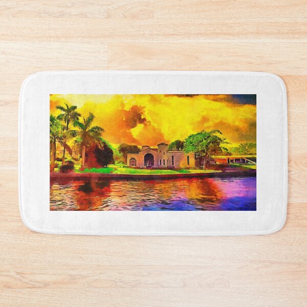 Item preview, The Bugsy Siegel House in Fort Lauderdale, Florida, at sunset - digital painting designed and sold by NickoPrints.