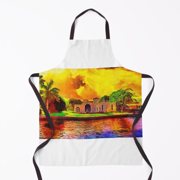 Item preview, The Bugsy Siegel House in Fort Lauderdale, Florida, at sunset - digital painting designed and sold by NickoPrints.