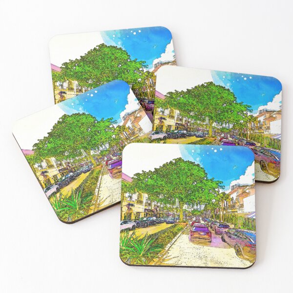 Item preview, Las Olas Boulevard in Fort Lauderdale, Florida - sketch painting designed and sold by NickoPrints.