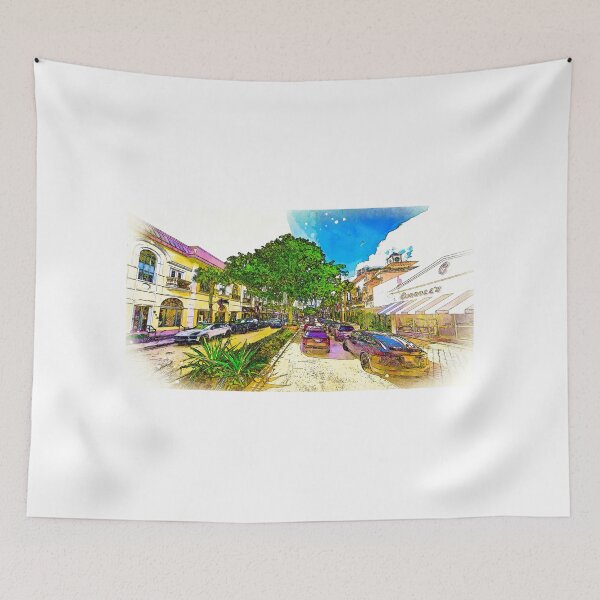 Item preview, Las Olas Boulevard in Fort Lauderdale, Florida - sketch painting designed and sold by NickoPrints.