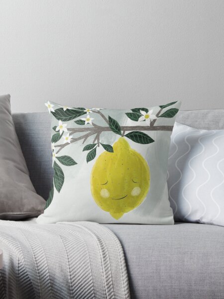lemon illustration Throw Pillow