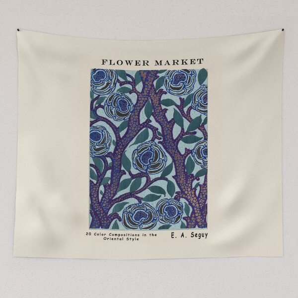 Item preview, Flower Market , retro, vintage, blue, abstract, art deco,  art nouveau,  floral, flower, museum, aesthetic, exhibition, fresh,  designed and sold by Tamas Das.