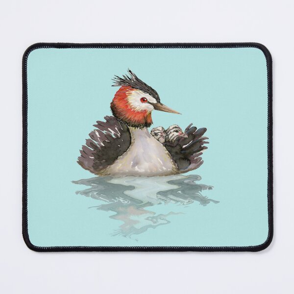 Item preview, Great Crested grebe with chicks watercolor designed and sold by Bwiselizzy.