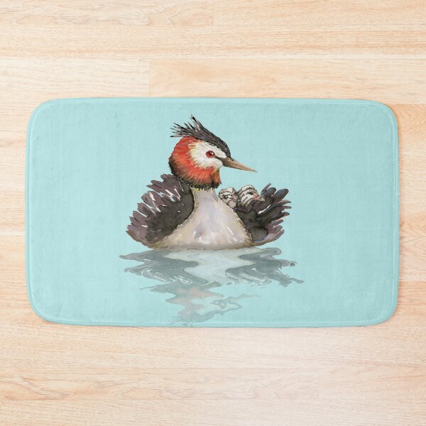 Item preview, Great Crested grebe with chicks watercolor designed and sold by Bwiselizzy.
