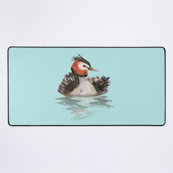 Item preview, Great Crested grebe with chicks watercolor designed and sold by Bwiselizzy.