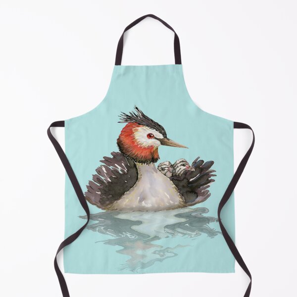 Item preview, Great Crested grebe with chicks watercolor designed and sold by Bwiselizzy.