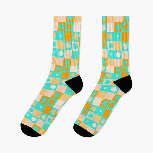 Item preview, Fun Geometric Pattern | Abstract | Squares | Cyan and Orange designed and sold by AskYourSoul.