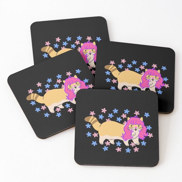 Item preview, Cat Wearing A Pink Wig With Flowers designed and sold by wildjellybeans.