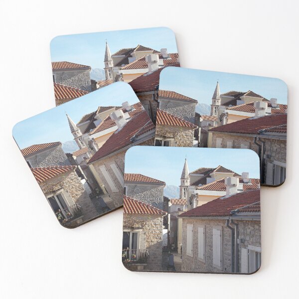 Item preview, Picturesque Street in Old Town Budva with a tower of the Catholic Church of Saint John Ivan, Montenegro designed and sold by branaghbel.