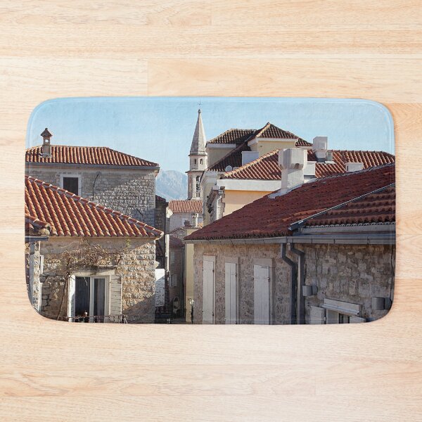 Item preview, Picturesque Street in Old Town Budva with a tower of the Catholic Church of Saint John Ivan, Montenegro designed and sold by branaghbel.