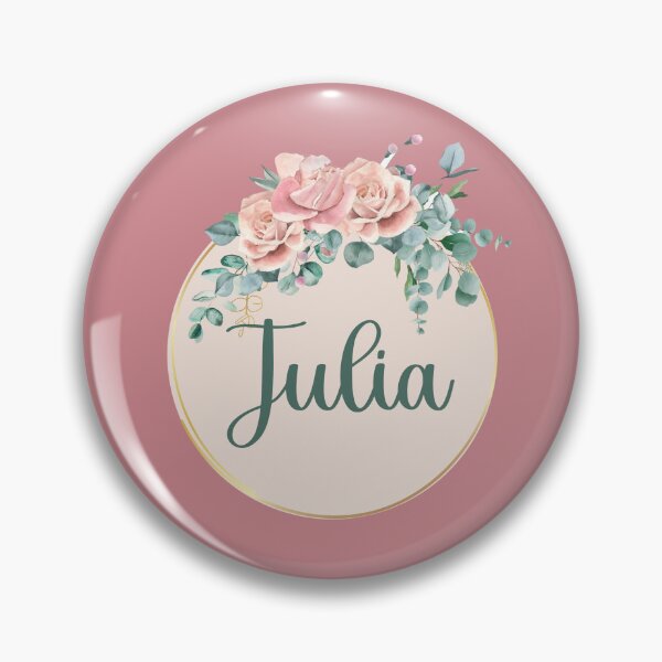 Artikelvorschau, "Julia" Name in Script Font with Rose Gold Flower Ring entworfen und verkauft von LotusPrints9.